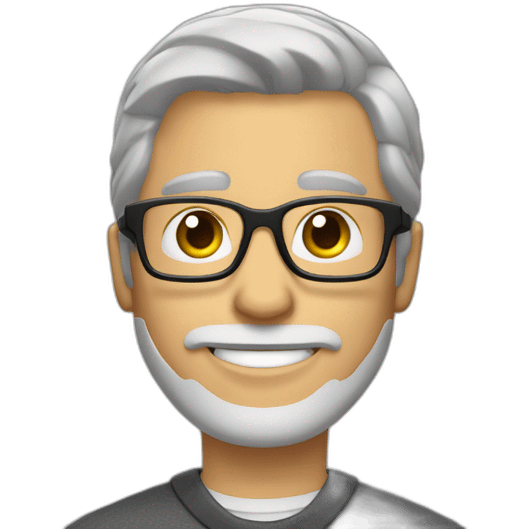 unshaved man short grey hair brushed back wearing small glasses and headset emoji