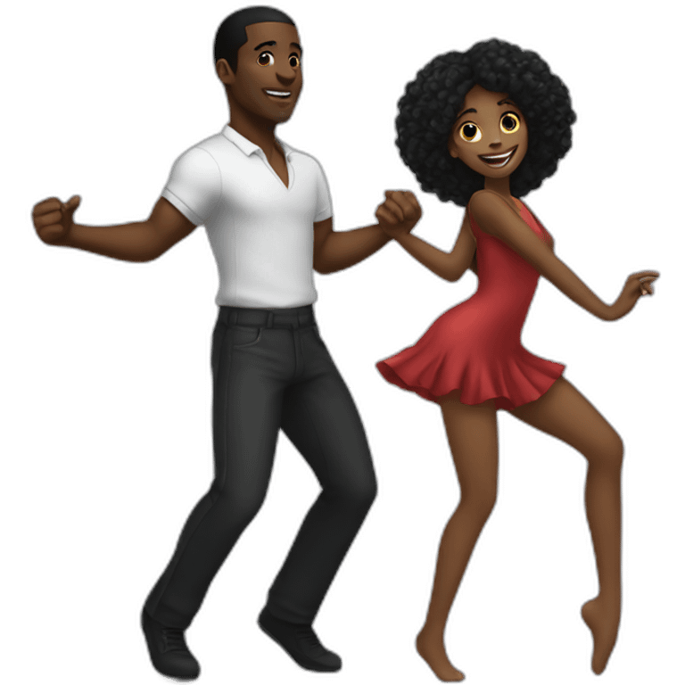 black girl dancing with a black guy emoji