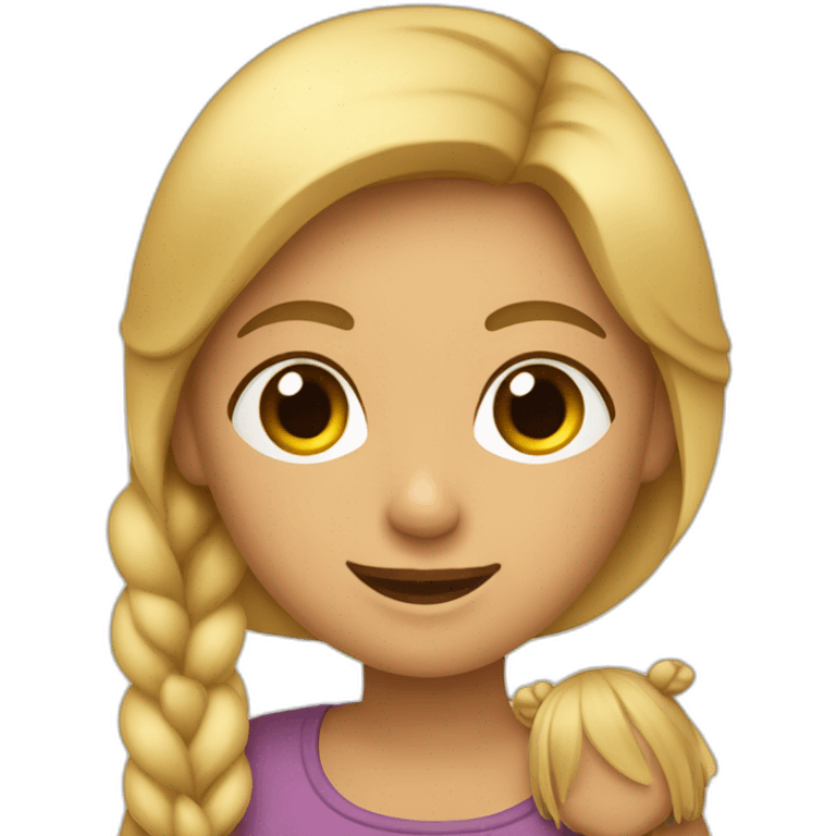 Mamá rubia e hija castaña abrazadas emoji