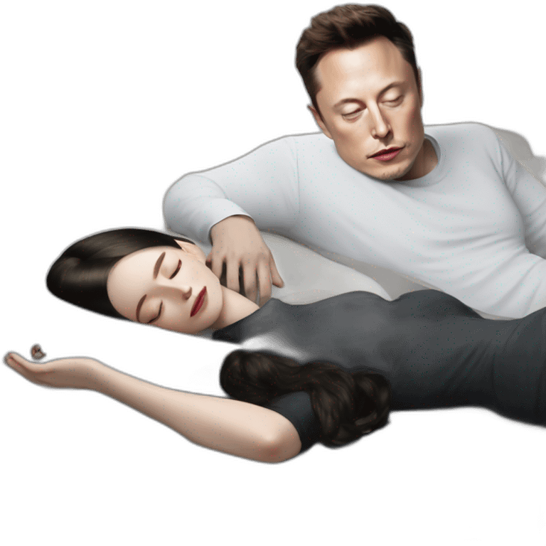 Elon musk laying on grimes helpfully emoji