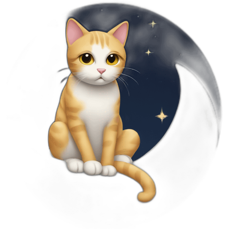 cat on the moon being sad emoji