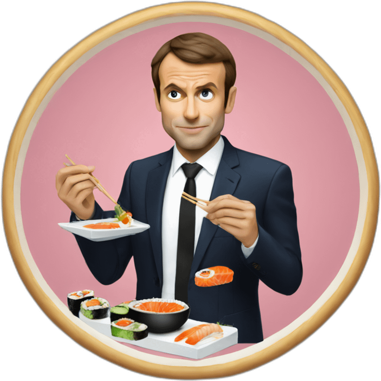 Emanuel Macron eating sushi emoji