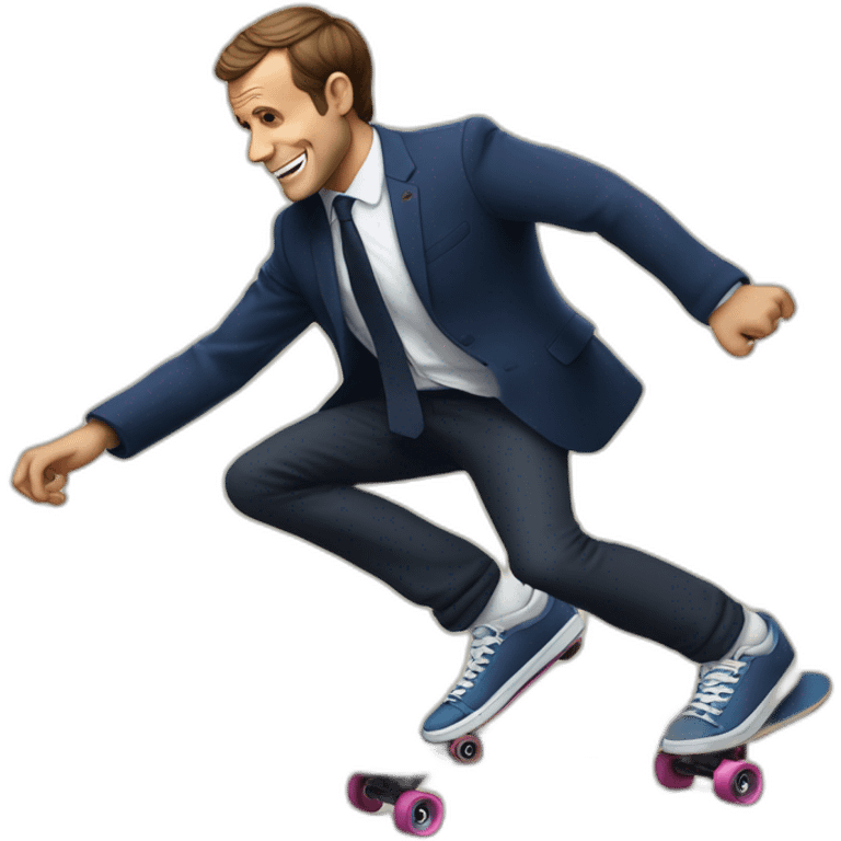 Macron qui dance ave un chat sur un skateboard emoji