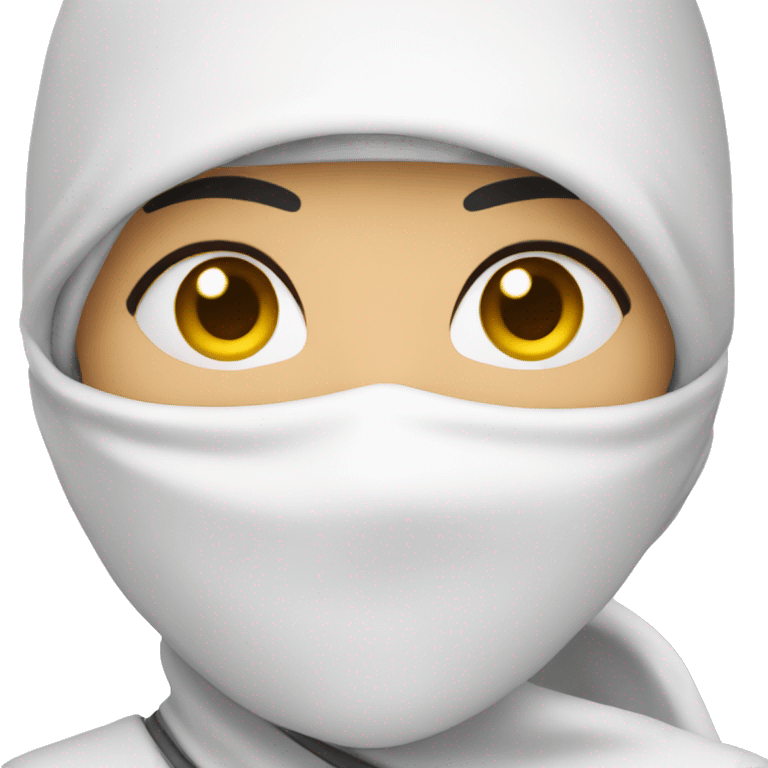 Girl ninja cover face all white emoji