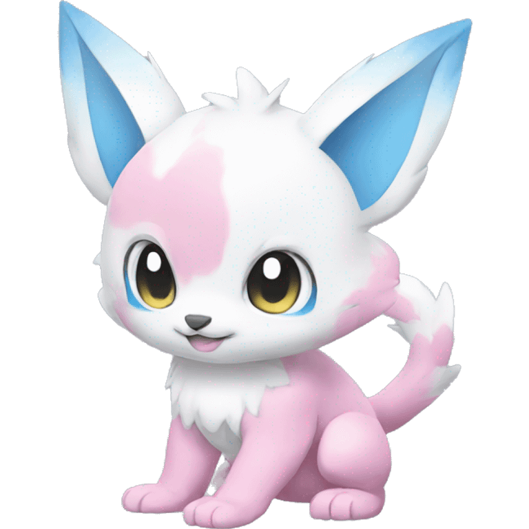 Cute cool white blue pink animal hybrid Fakemon full body emoji