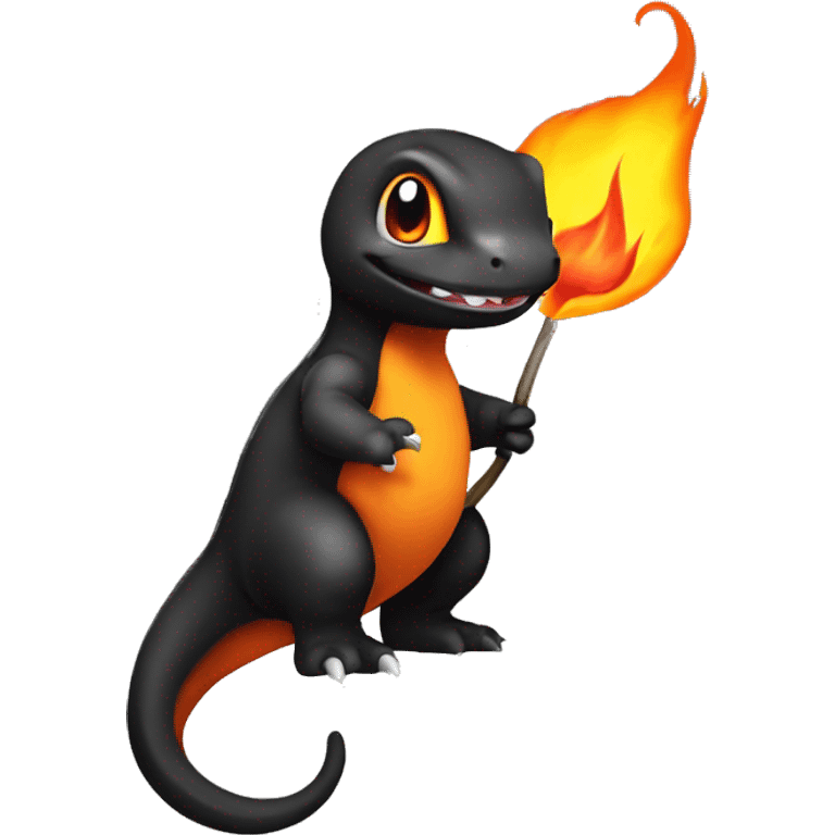 Black Shint Charmander with a flame on its tail-tip emoji