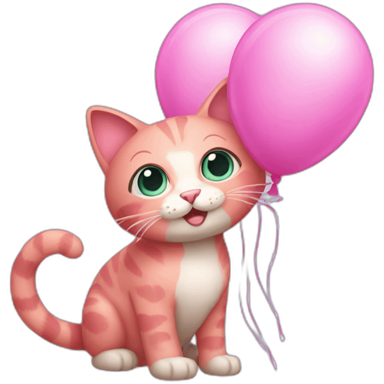 pink cat with balloons emoji