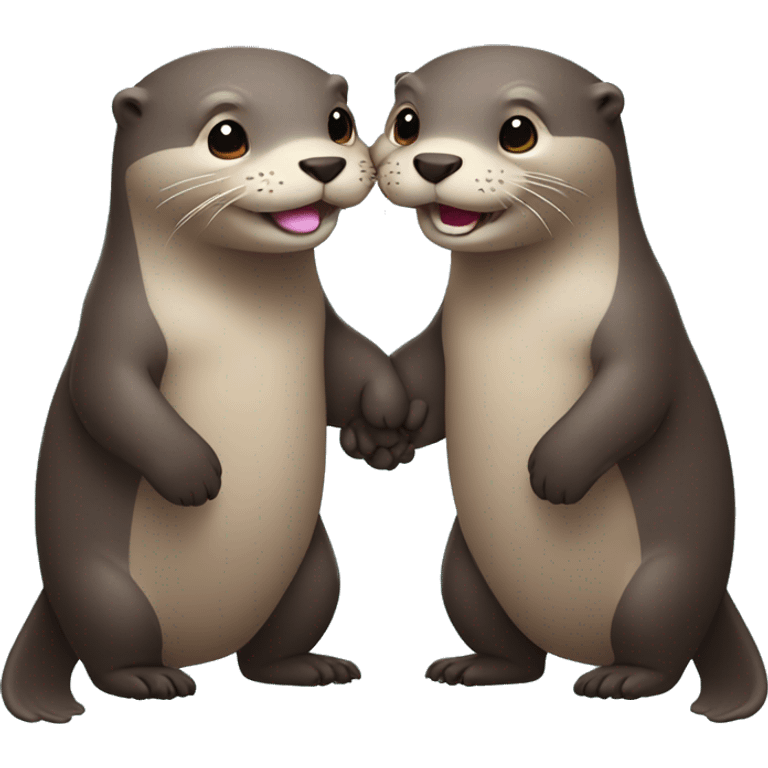 Smiling otters holding hands emoji