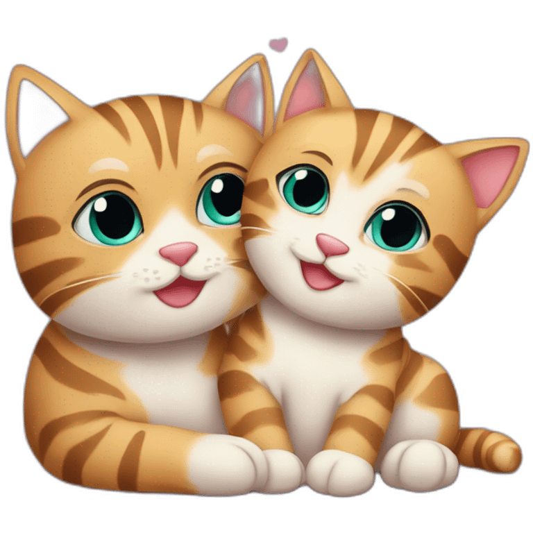 Cuddling tabby cats on Valentine’s Day  emoji