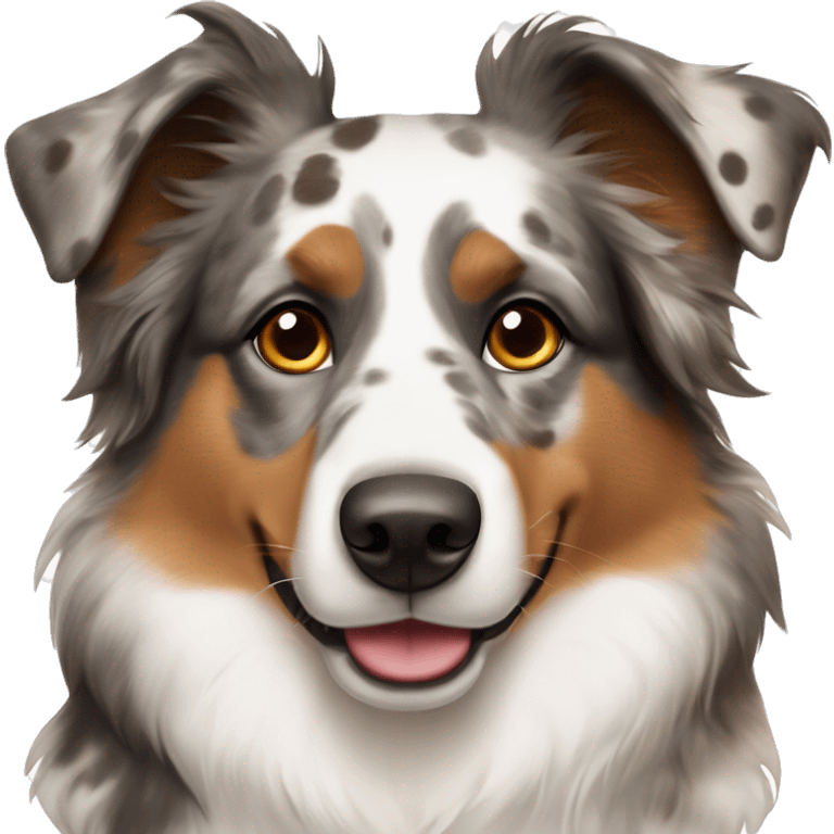 Brindle Australian Shepard that’s white with brown spots and a couple of spots on its nose emoji