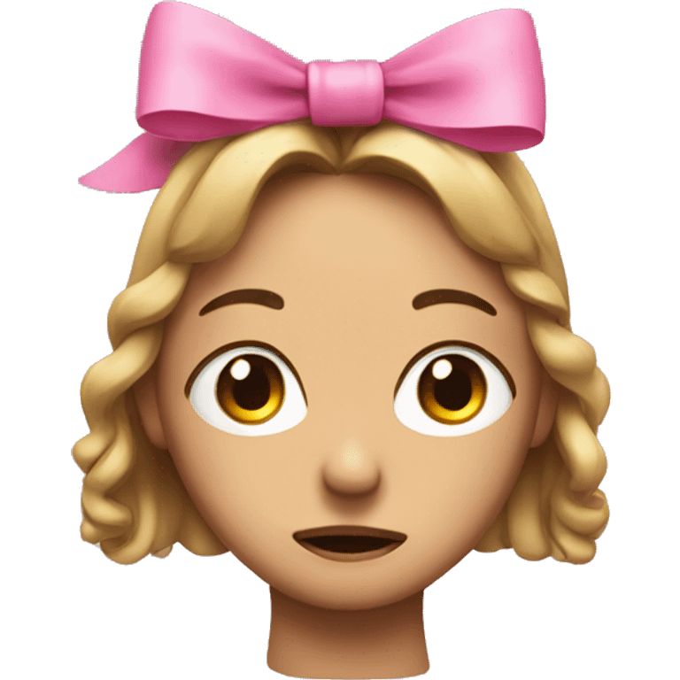 Pleading face with a pink bow emoji