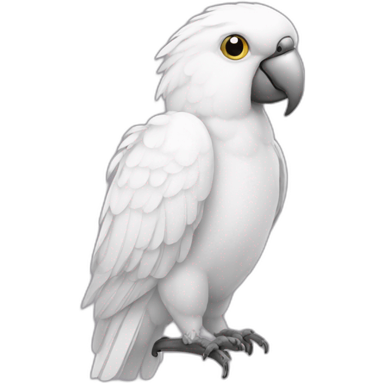 white parrot with a phone emoji