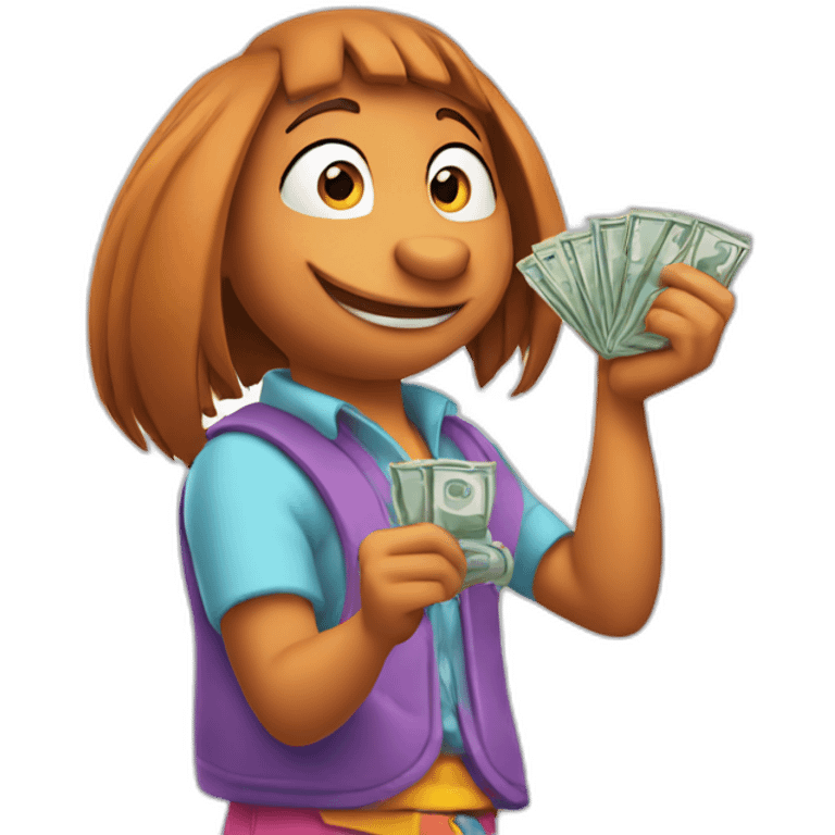 Swiper from dora holding some money emoji