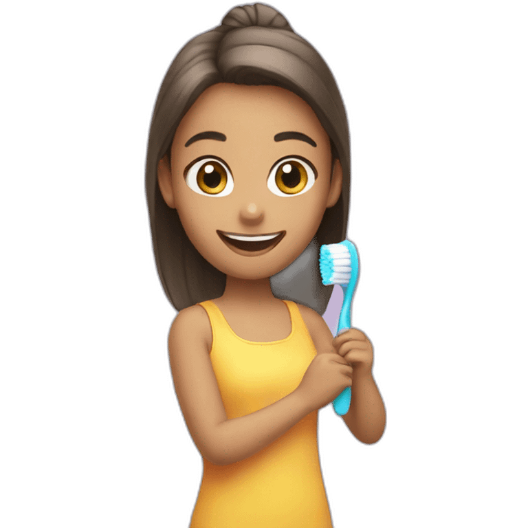 girl toothbrush emoji