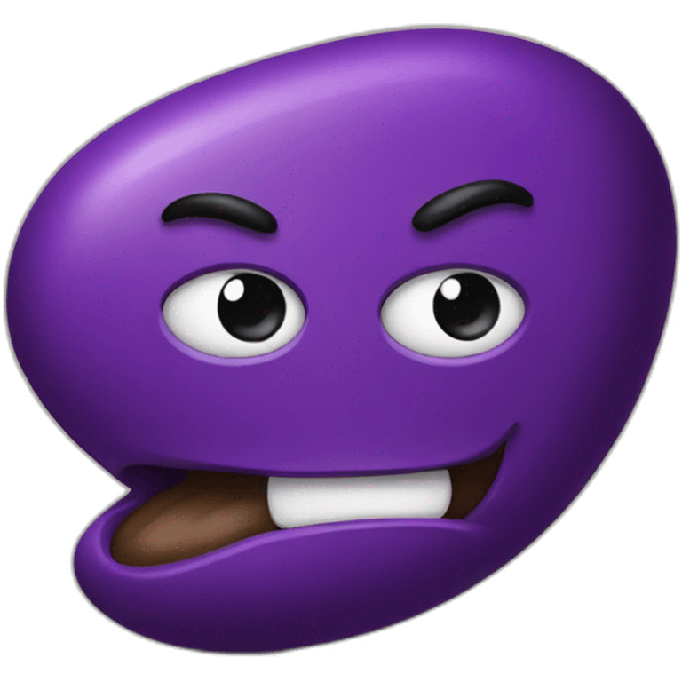 Smiling Purple bean with angry eyebrows emoji