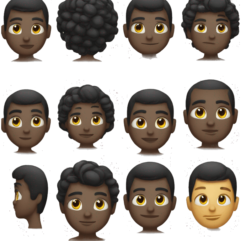 Chico cabello negro y ojos morados emoji