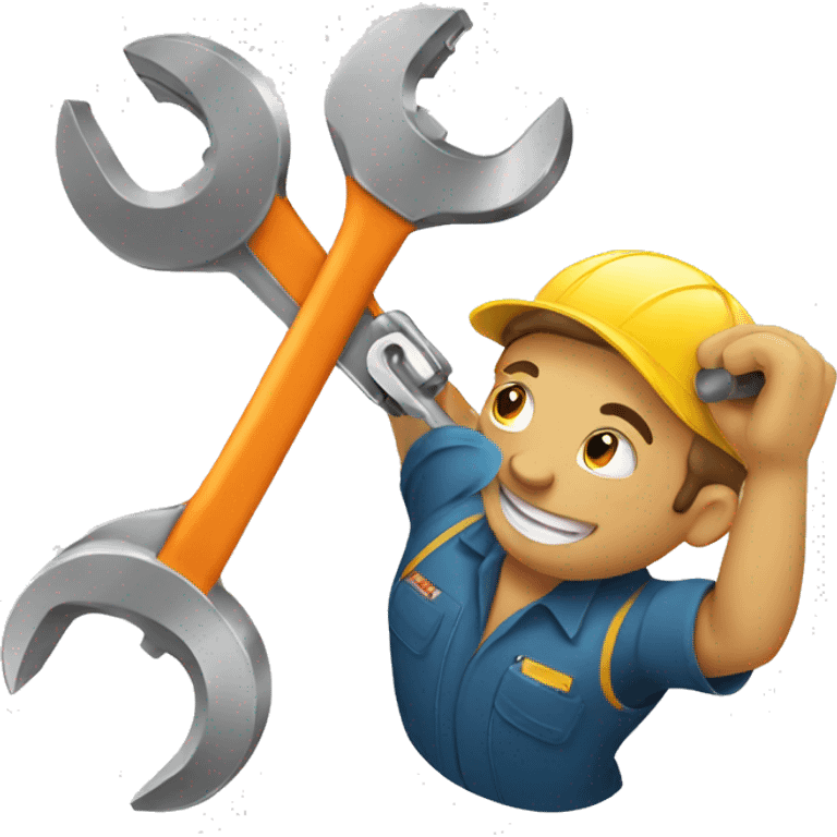 mechanic with wrench smiling emoji