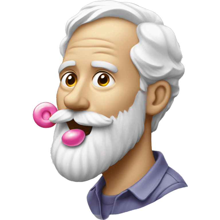 white bearded man blowing bubblegum  emoji