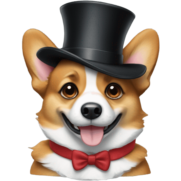 Corgi with a top hat emoji