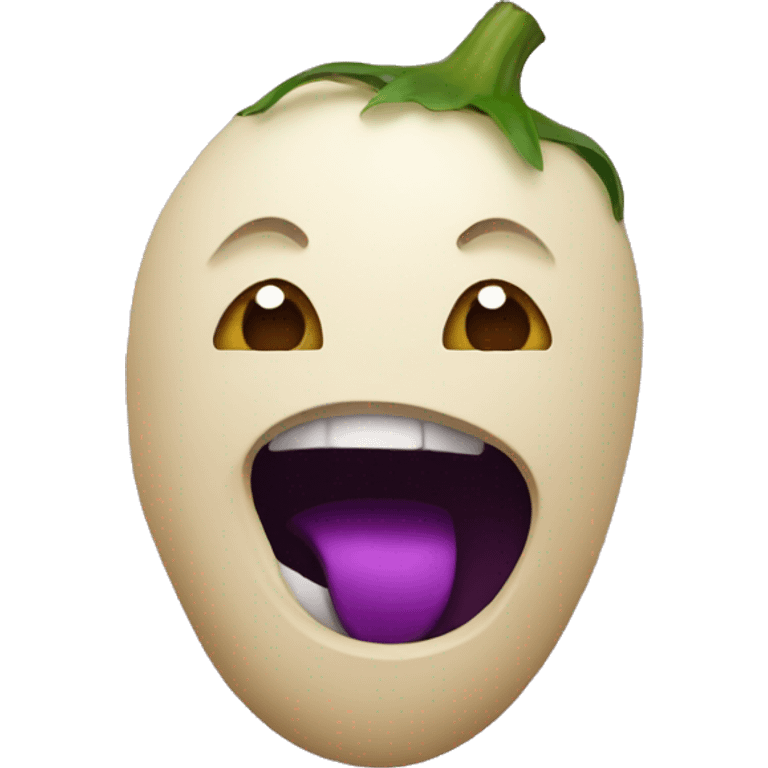 face with aubergine in mouth emoji