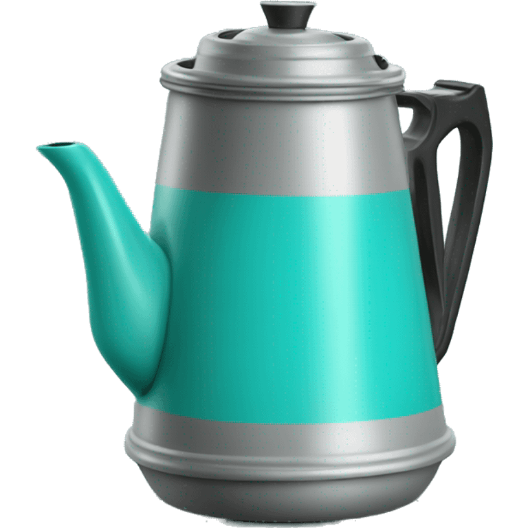 Realistic turquoise camping coffee pot isolated.  emoji