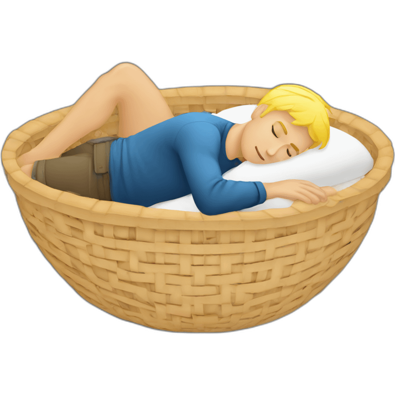 Blonde Guy sleeping in a an egg basket emoji