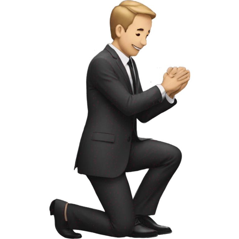 Man in suit on knees proposing  emoji