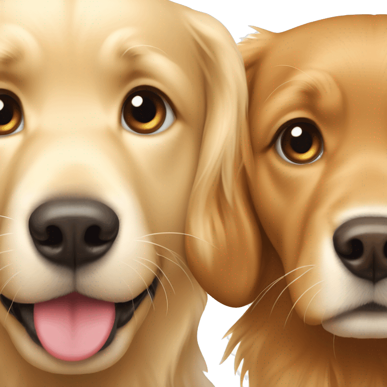 Blonde and red golden retriever next to each other emoji