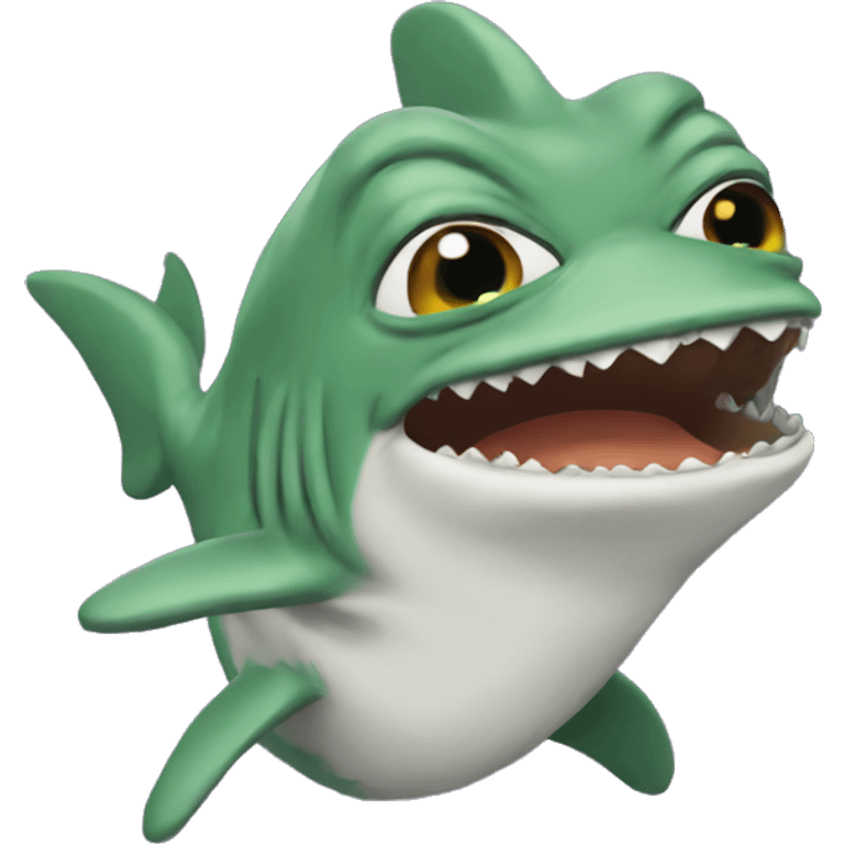 Pepe meme with shark costume emoji