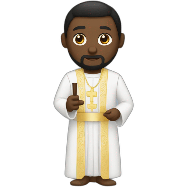 sacerdote con traje negro y crucifijo en la mano emoji