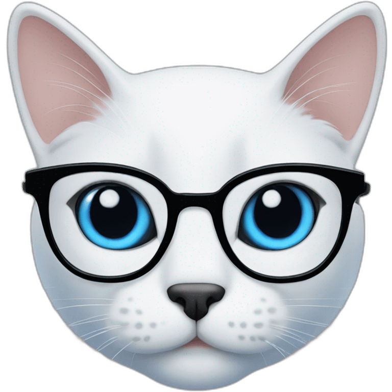 cat with blue eyes and black eyeglasses emoji