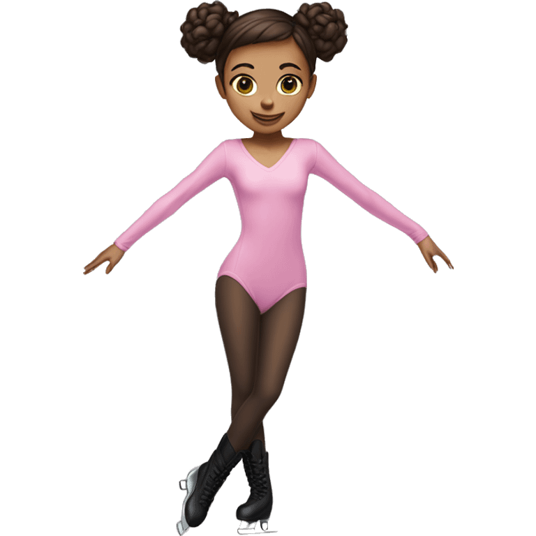 brunette ice skating pink long sleeve bodysuit full body emoji