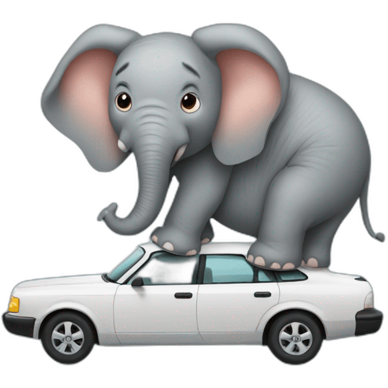 An elephant pooping on a car emoji