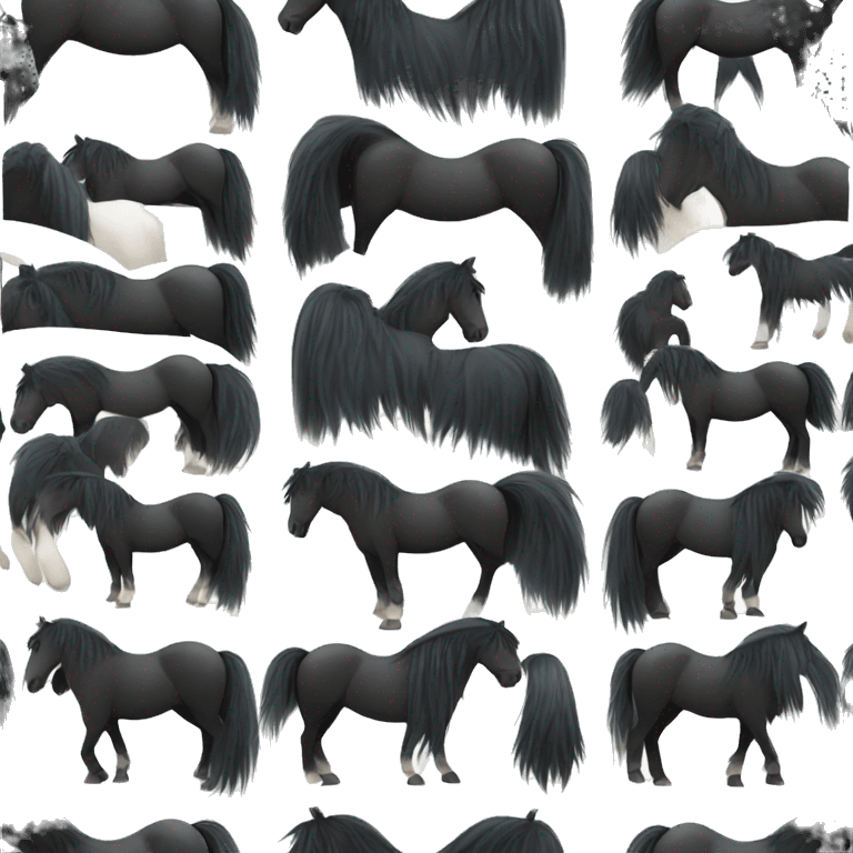 black icelandic horse with a lot of hair emoji