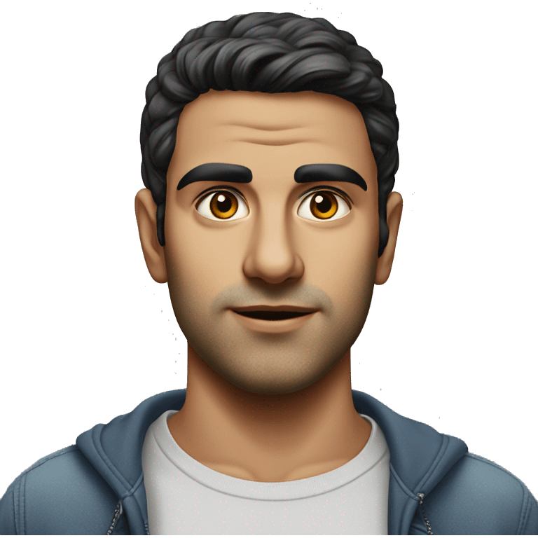 guy 20 years old iranian in 1970 photorealistic serious emoji