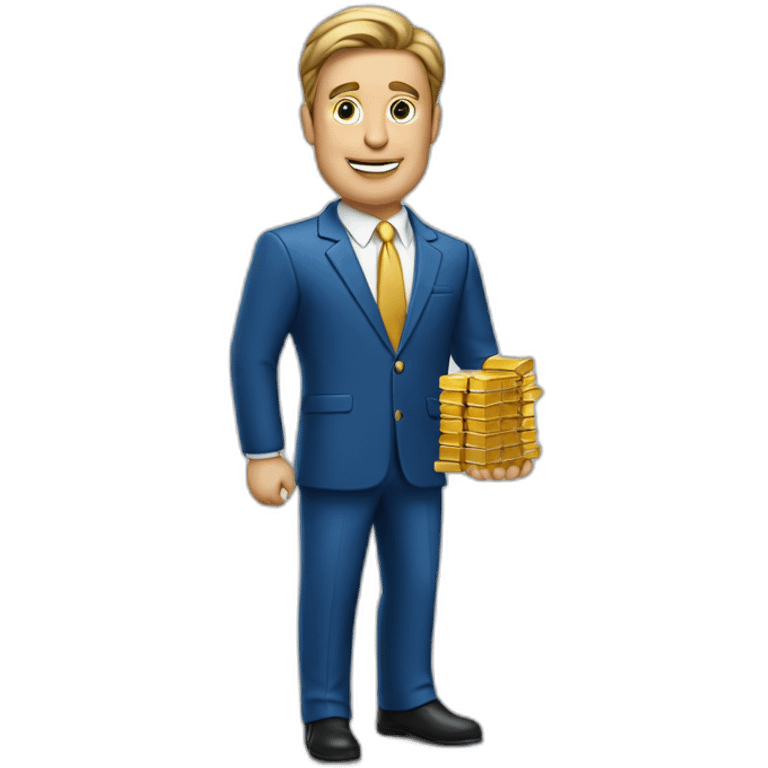 Posh-man-with-blue-suit-offering-goldbar emoji