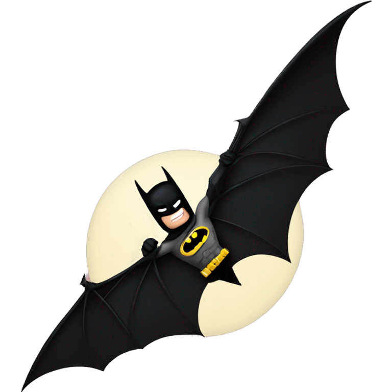 Batman with Batsignal in the sky with bold text BENNO in Batman font below  emoji