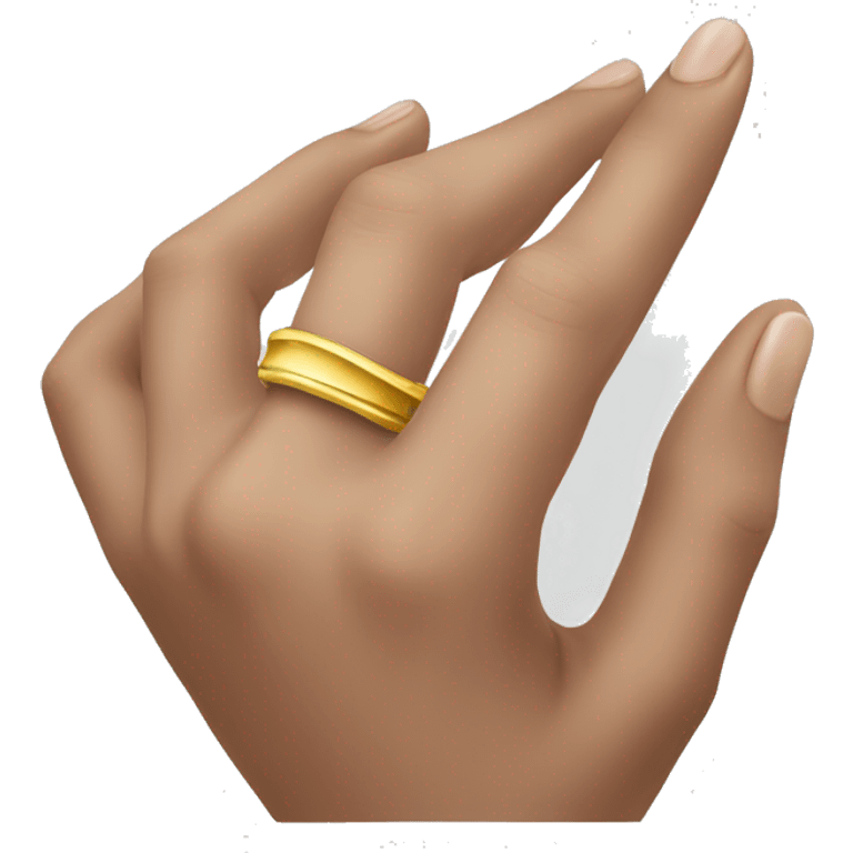 Hand wearing one simple gold ring on the pinky  emoji