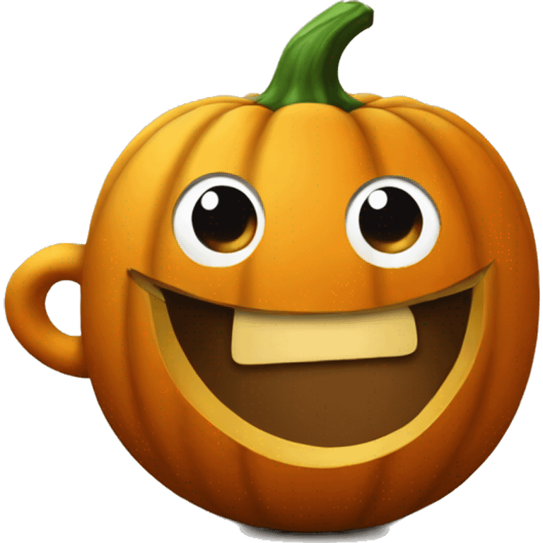 Pumpkin drinking coffee emoji