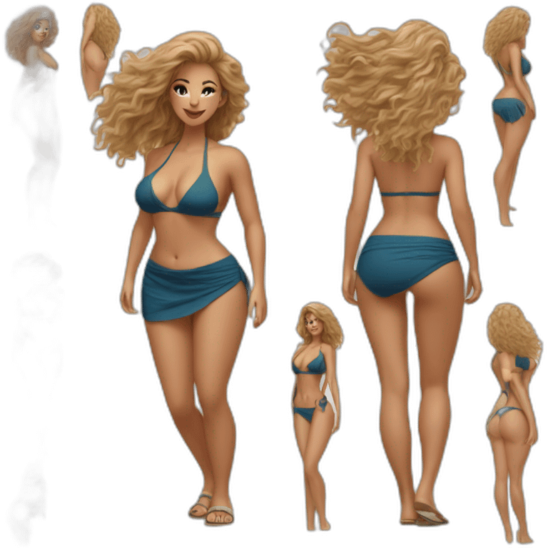 full body curvy caucasian-beauty-wide slit skirt lifted by the wind bikini emoji