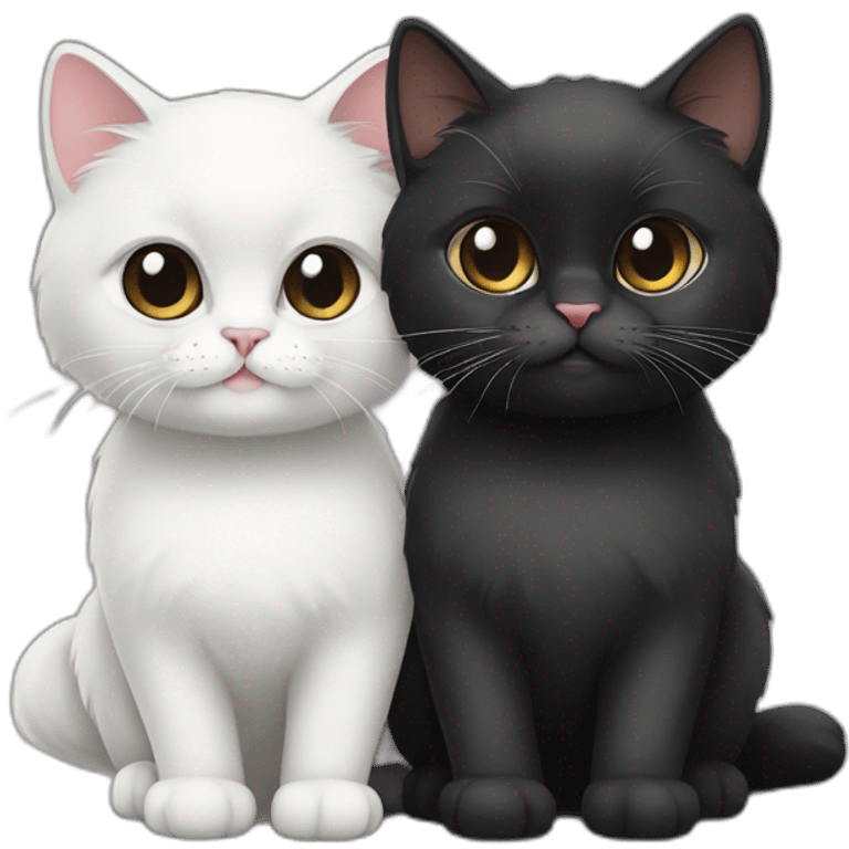 Black Li hua cat and white persian cat emoji