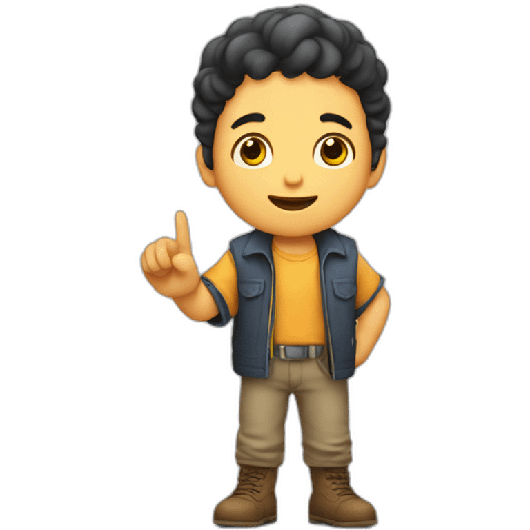 Niño especial con lp en la mano emoji