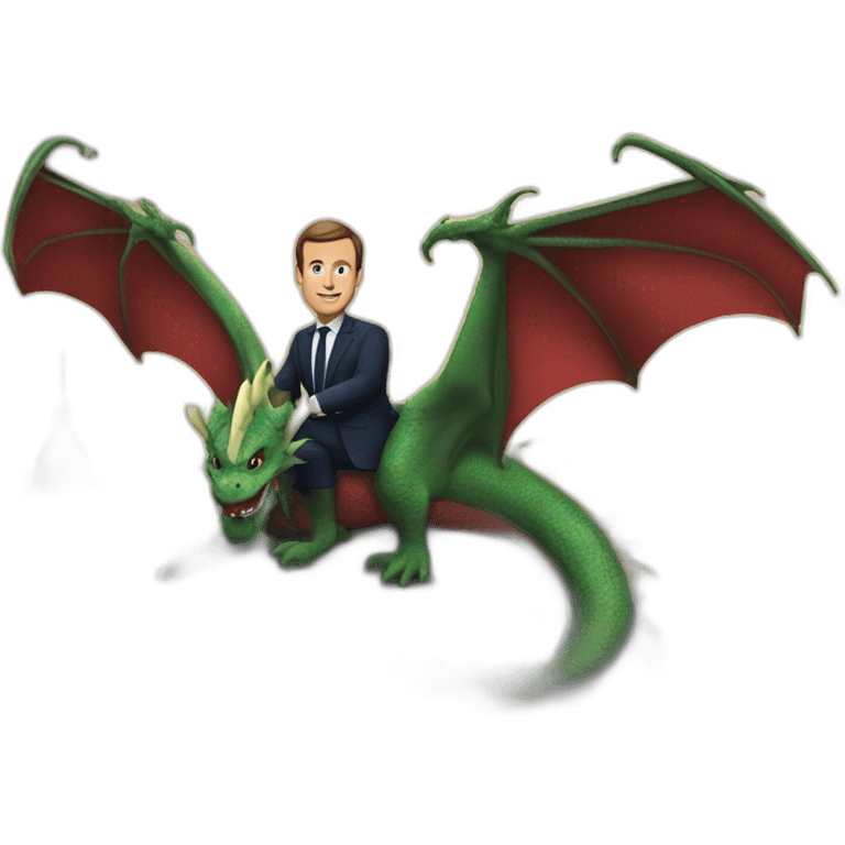 Macron sur un dragon emoji