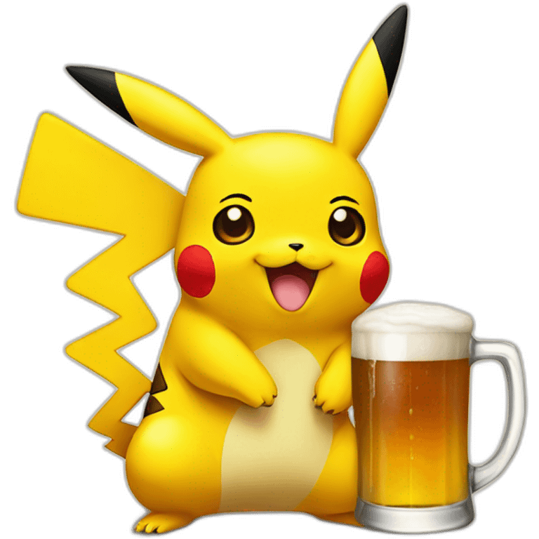 Pikachu avec bière emoji