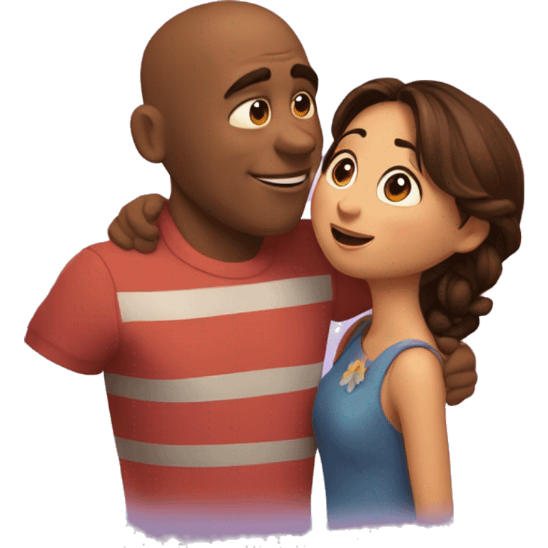 imágen al estilo pixar de una pareja dándose un beso  emoji