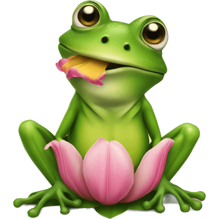 Frog with tulip emoji