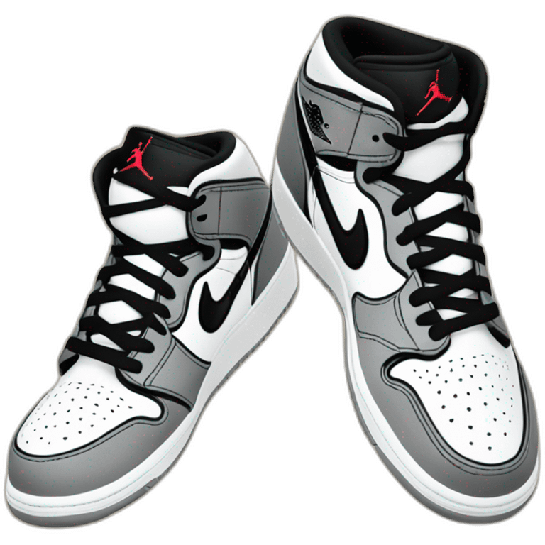 paires de chaussures air Jordan one grises blanches et noires emoji