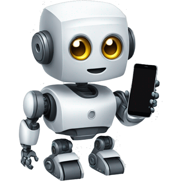 Robot with a mobile phone emoji