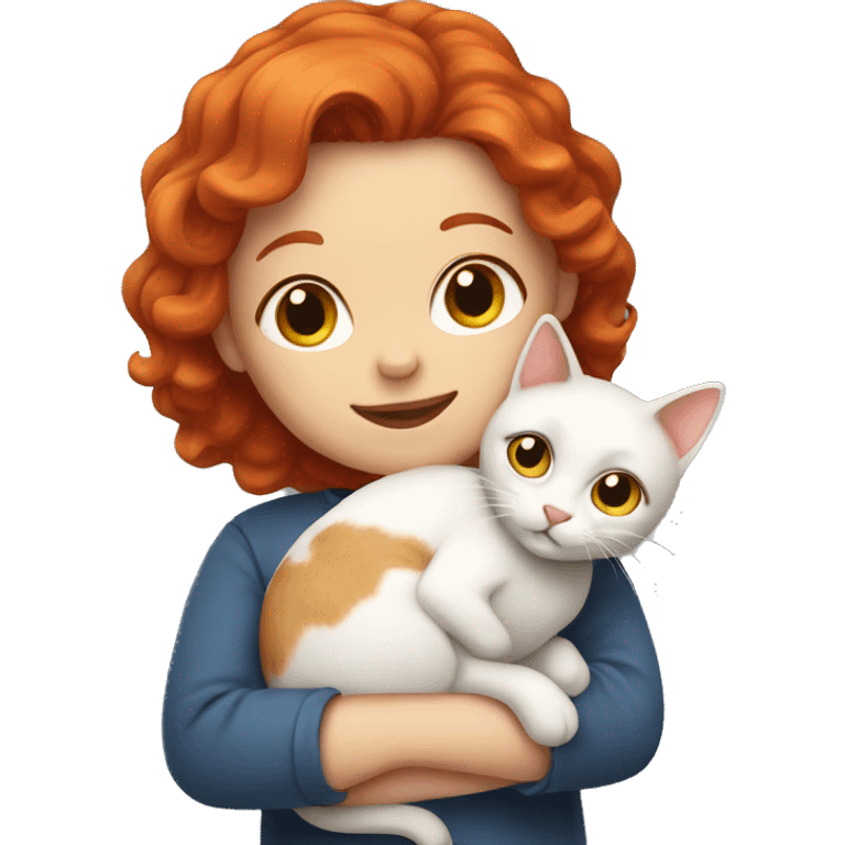 Red head holding a cat emoji