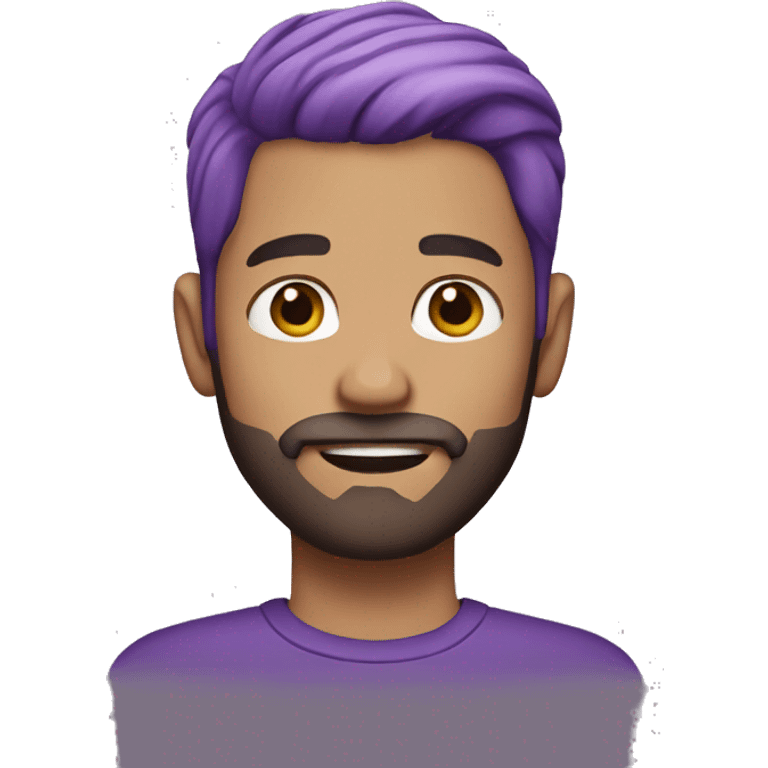 white guy, purple hair fade, brown short beard emoji